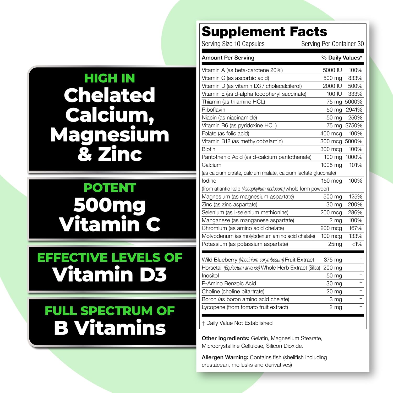 Species Nutrition V-Mineralyze Complete Multivitamin with Vitamin C, D3, Chelated Minerals, and Cranberry Extract - 300 Capsules