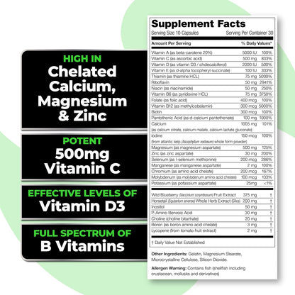 Species Nutrition V-Mineralyze Multivitamínico Completo con Vitamina C, D3, Minerales Quelados y Extracto de Arándano - 300 – Image 2