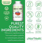 Maxi Health Vitamina C 1000 mg - 250 Comprimidos con Bioflavonoides de Limón y Enzymax