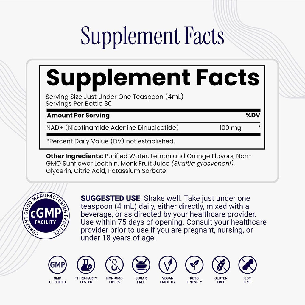 Rho Nutrition Liposomal NAD+ – Suplemento Líquido de NAD+ – Ayuda a Apoyar la Salud Celular, el Envejecimiento Saludable y el Metabolismo Energético – Pack de 6