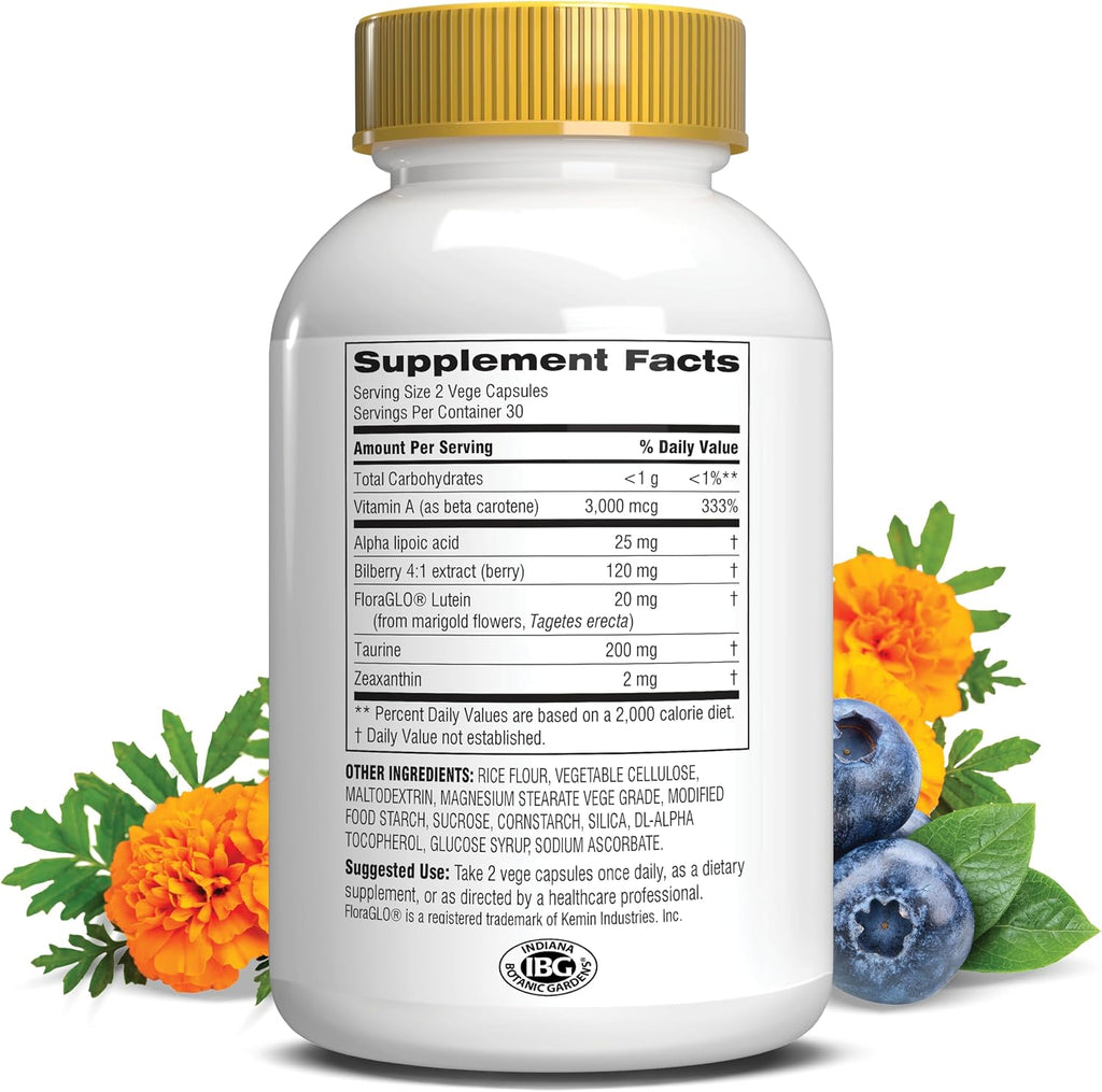 Botanic Choice Opti Gold Vision – Suplemento para la Salud Ocular con Luteína, Zeaxantina y Vitamina A (60 Cápsulas)