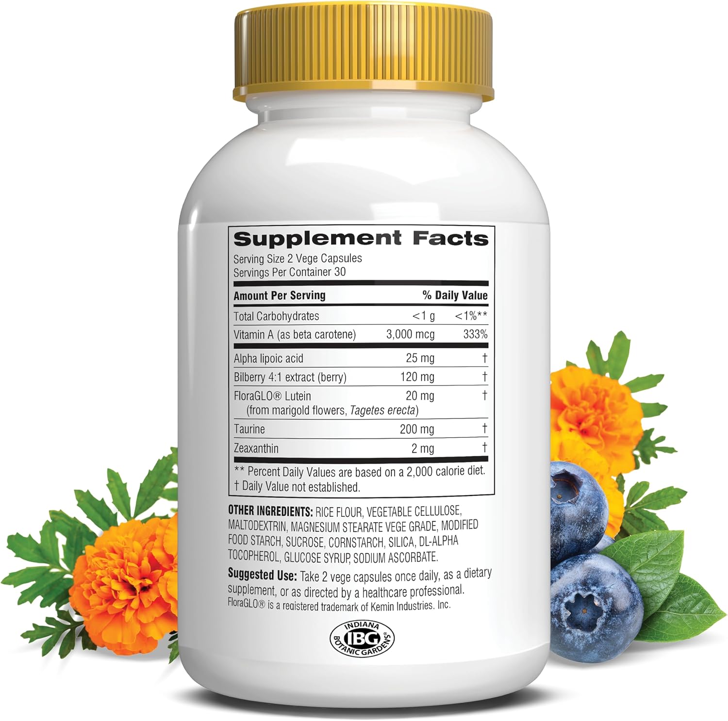 Botanic Choice Opti Gold Vision – Suplemento para la Salud Ocular con Luteína, Zeaxantina y Vitamina A (60 Cápsulas)