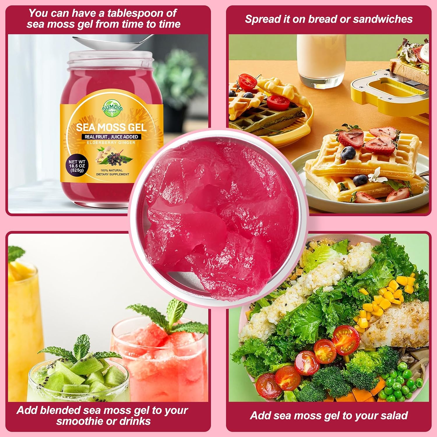 Gel de Seamoss Irlandés Silvestre con Saúco y Jengibre - SumDIP - 524g