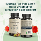 VINATURA Extracto de Hoja de Vid Roja y Castaño de Indias - 1300mg por dosis - 60 Cápsulas