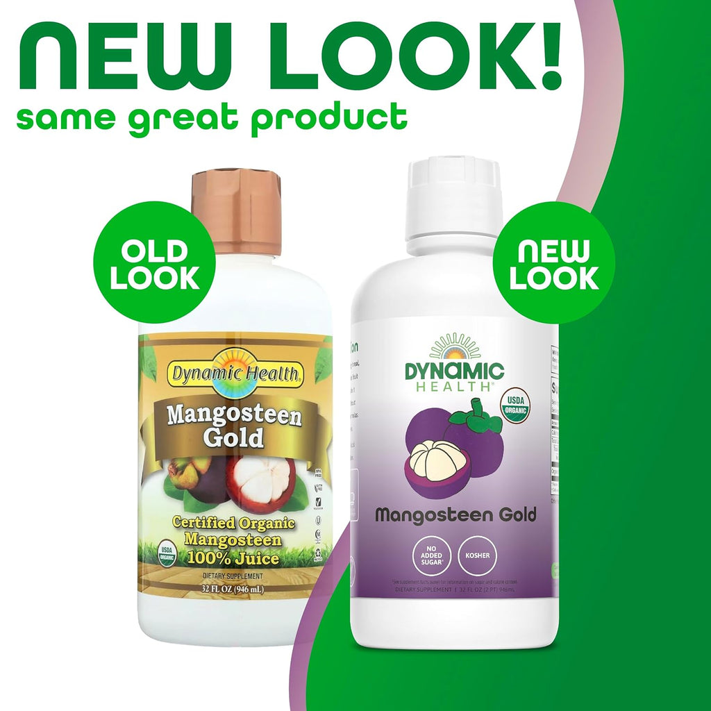Dynamic Health Mangosteen Gold, Zumo Orgánico 100% de Mangostán, Sin Aditivos, 946 ml (32 oz)
