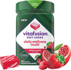 Vitafusion Soft Chews Daily Wellness Multi - Multivitamínico Masticable para Adultos, Envueltos Individualmente, Sabor Berry Fusion, 30 Chews (30 Días)
