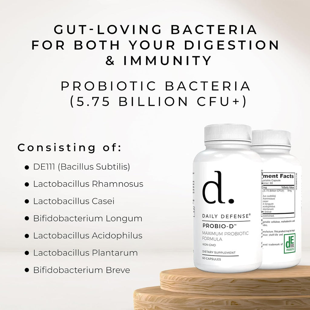 Daily Defense Probiotic Immune Support - Probióticos Diarios para Hombres y Mujeres - 60 Cápsulas, PROBIO-D