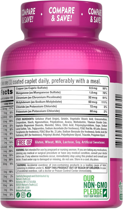 Nature's Truth Multivitamínico para Mujeres – Vitamina C: Contribuye a la protección de las células frente al daño – Image 7