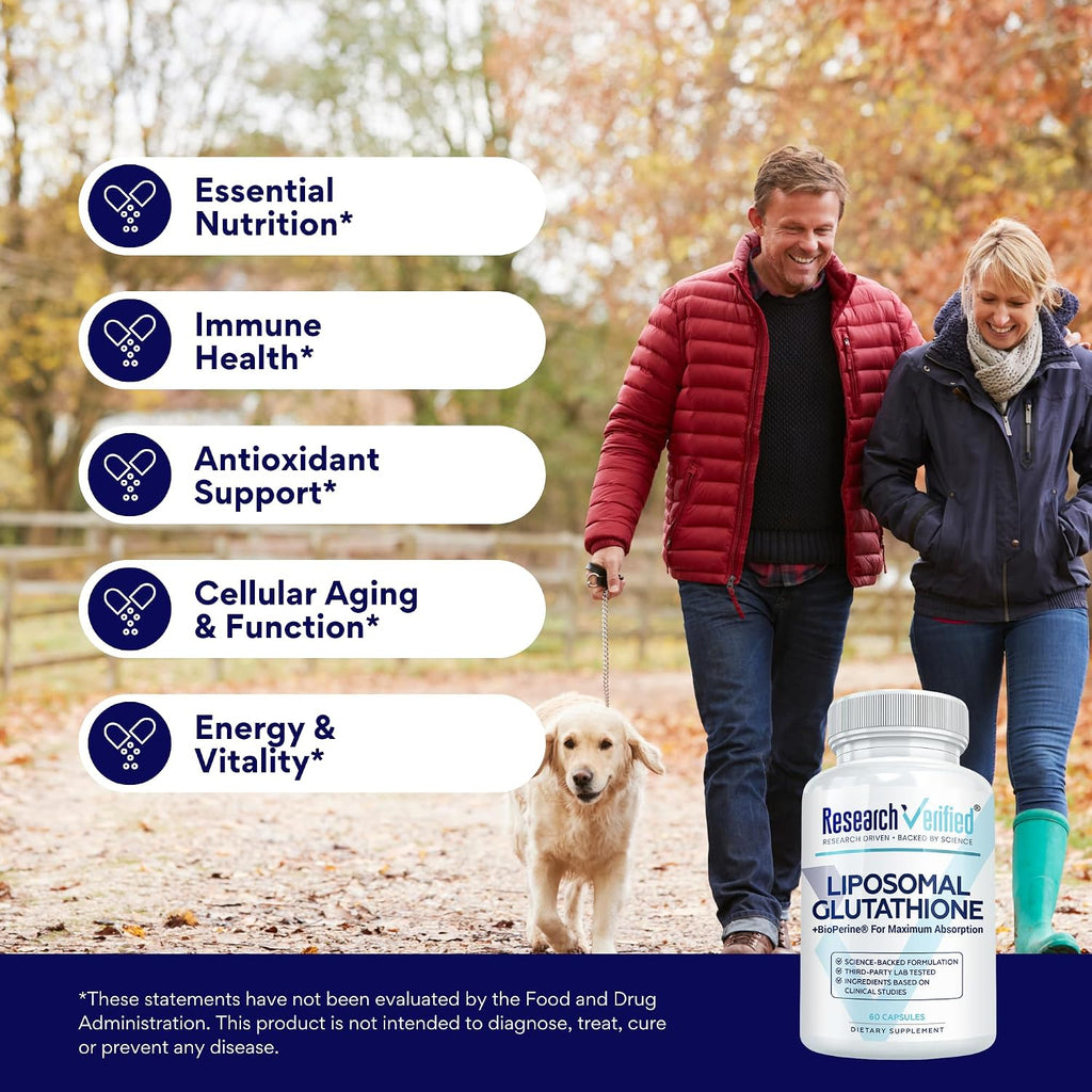 Glutational Liposomal Research Verified 500 mg con Complejo Fosfolipídico, Vitamina C y Bioperine - 60 Cápsulas (6 Envases)