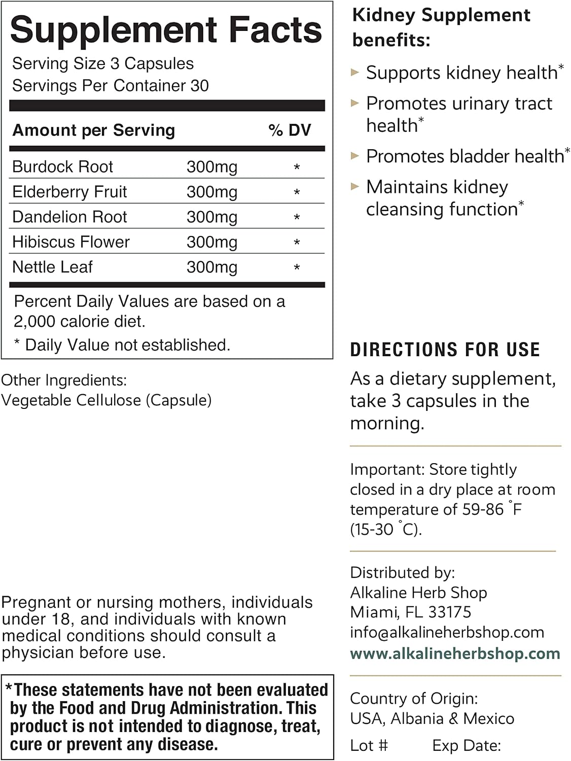 Kidney Supplement 90 Cápsulas
