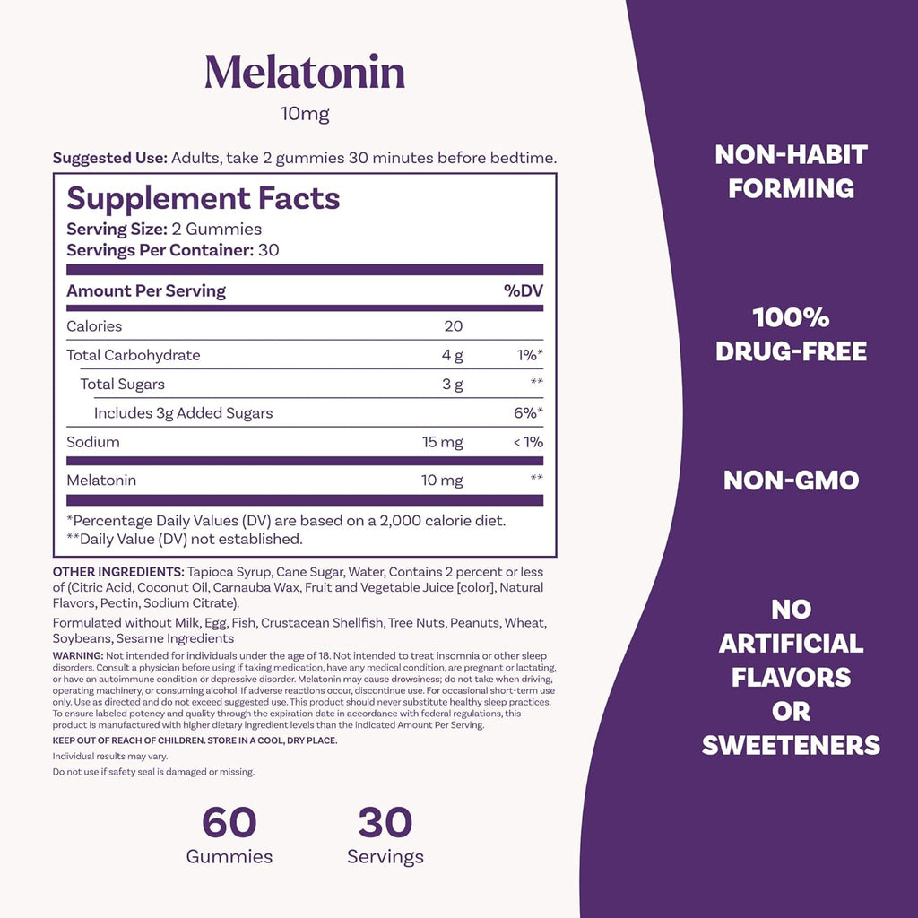 Natrol Melatonina Gominolas 10 mg, 60 Gominolas Sabor Fresa para Adultos