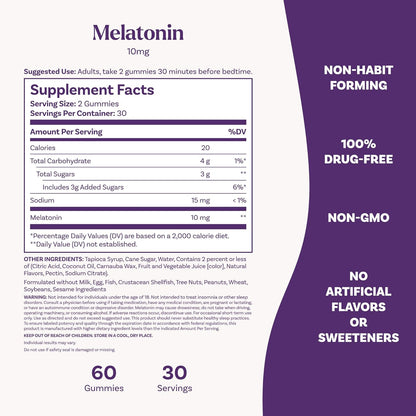 Natrol Melatonina Gominolas 10 mg, 60 Gominolas Sabor Fresa para Adultos – Image 5