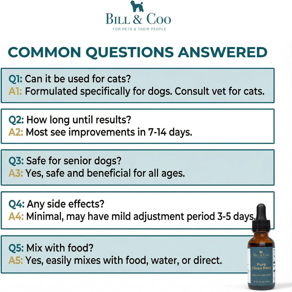 BILL & COO Probióticos Líquidos para Perros Pure Clean Pets – Desintoxicación y Metales Pesados con Vitamina C, 30 ml