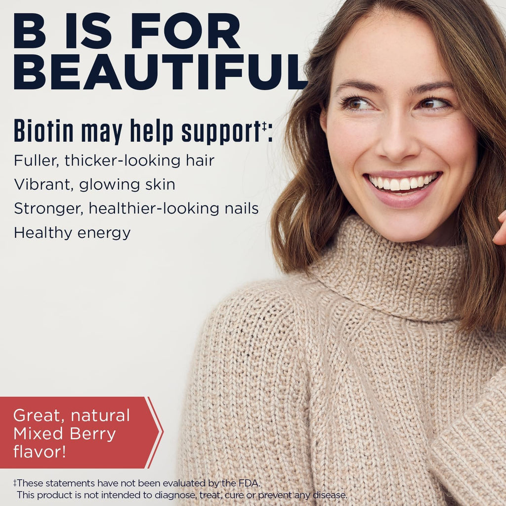 KAL Ultra Biotina 10000mcg - 60 Microtabletas de Biotina con Sabor Natural a Bayas