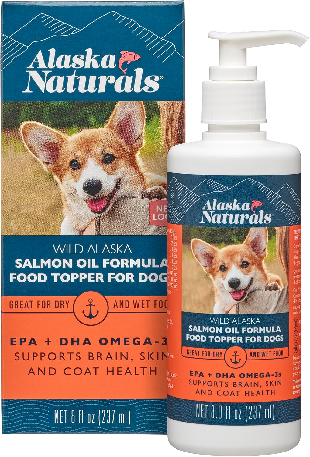 Alaska Naturals – Wild Alaskan Salmon Oil Formula for Dogs – Supplement with Omega 3 EPA & DHA – Healthy Skin and Shiny Coat – 236ml with Pump Dispenser