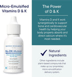 BIOTICS RESEARCH Bio-DK-Mulsion – Vitamina D3 y K Líquida Emulsificada, 1 fl oz