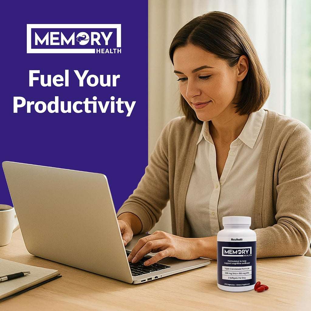 Memory Health Softgels con Omega-3, Carotenoides y Vitamina E – 270 Cápsulas (90 Días)