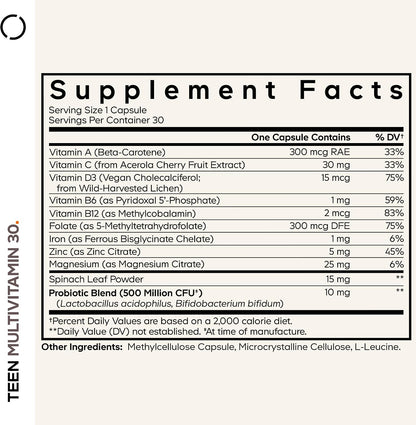 Codeage Teen Multivitamin - Multivitamínico para Adolescentes – Image 2