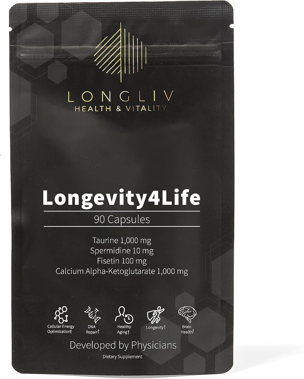 Longevity4Life – Suplemento Celular con Fisetina, Taurina, AKG y Espermidina