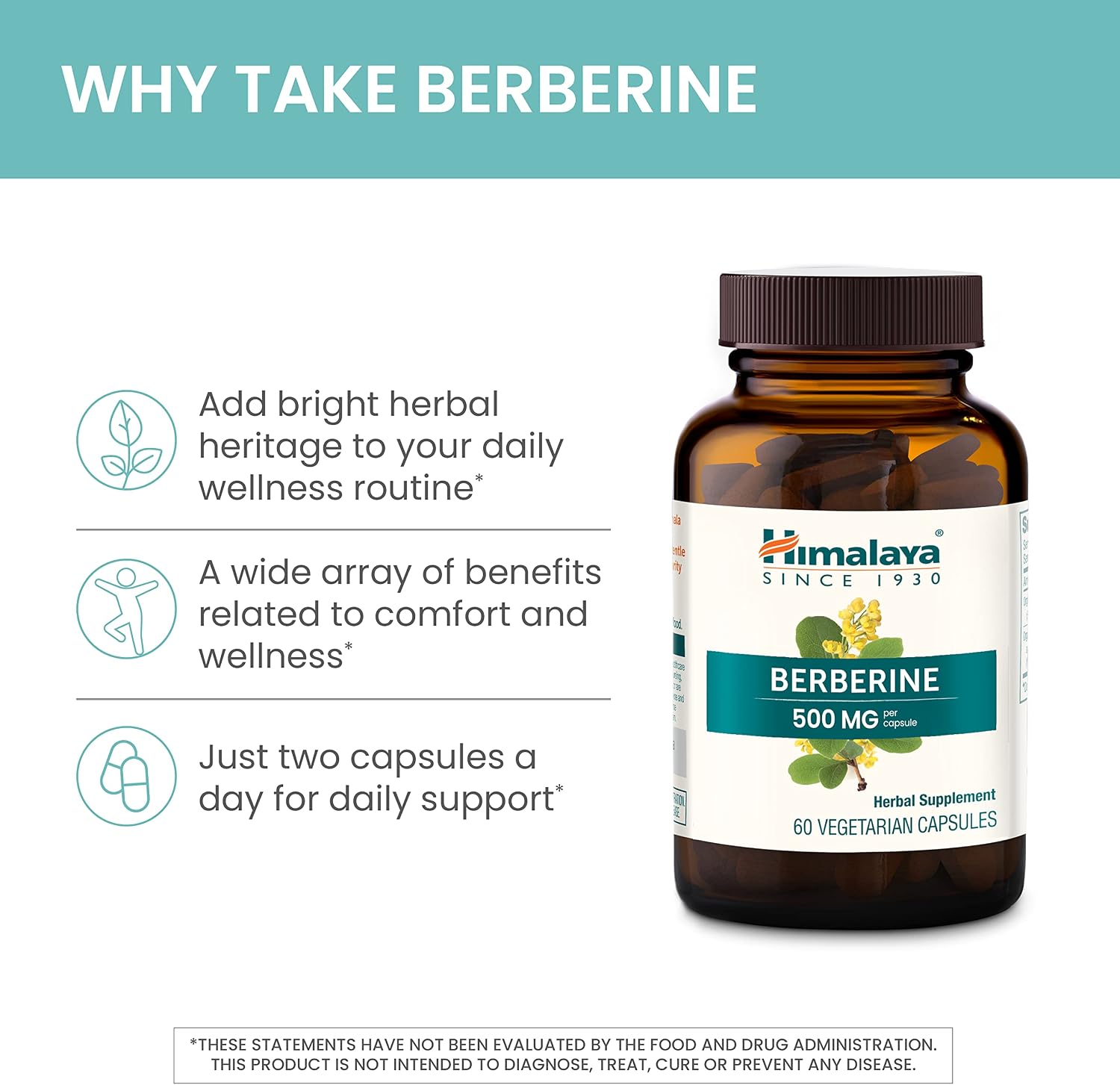 Himalaya Berberine 1000 mg - 60 Cápsulas Vegetales - Complemento Alimenticio Vegano sin Gluten