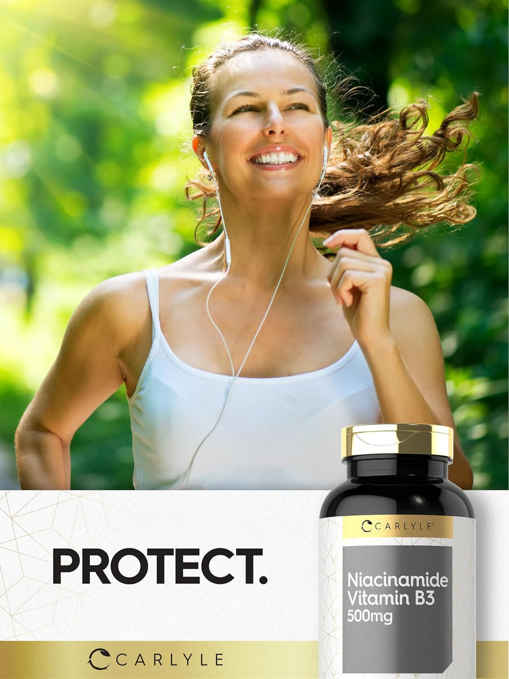 Carlyle Niacinamida 500 mg, 300 cápsulas - Suplemento de Vitamina B3