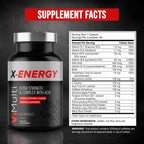 ViMulti X-Energy Complejo de Vitaminas B en Cápsulas con Cafeína, Taurina, Magnesio, Extracto de Acai, Ginseng, Rodiola, Maca, Espirulina, Tongkat Ali, B1, B6, B12, Suplemento Dietético de Folato - 60 Cápsulas