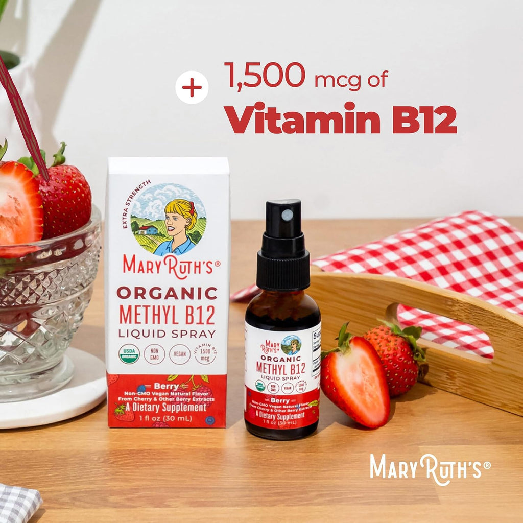 MaryRuth's Spray Orgánico de Vitamina B12 Metilcobalamina - 1500 mcg - 30 ml