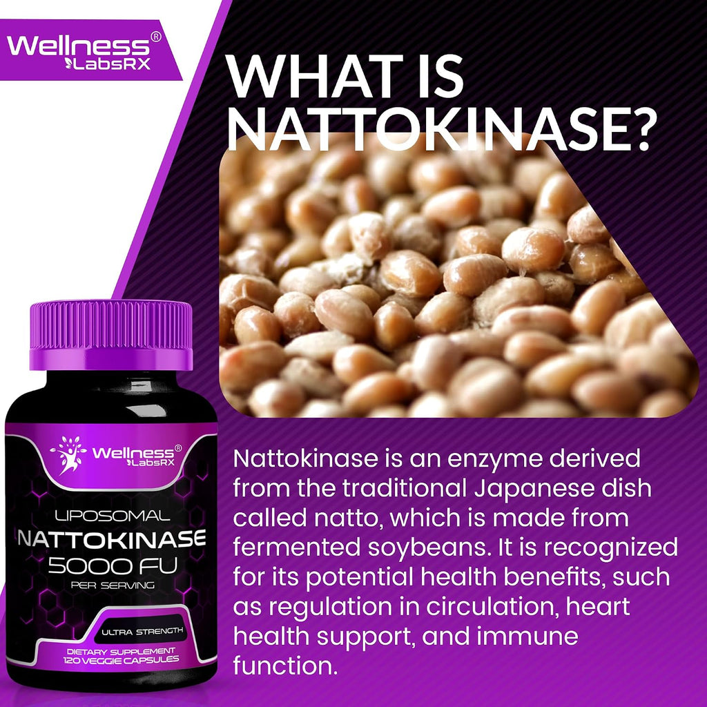 Nattokinasa 5000 FU, 120 Cápsulas – Complemento Enzimático de Natto