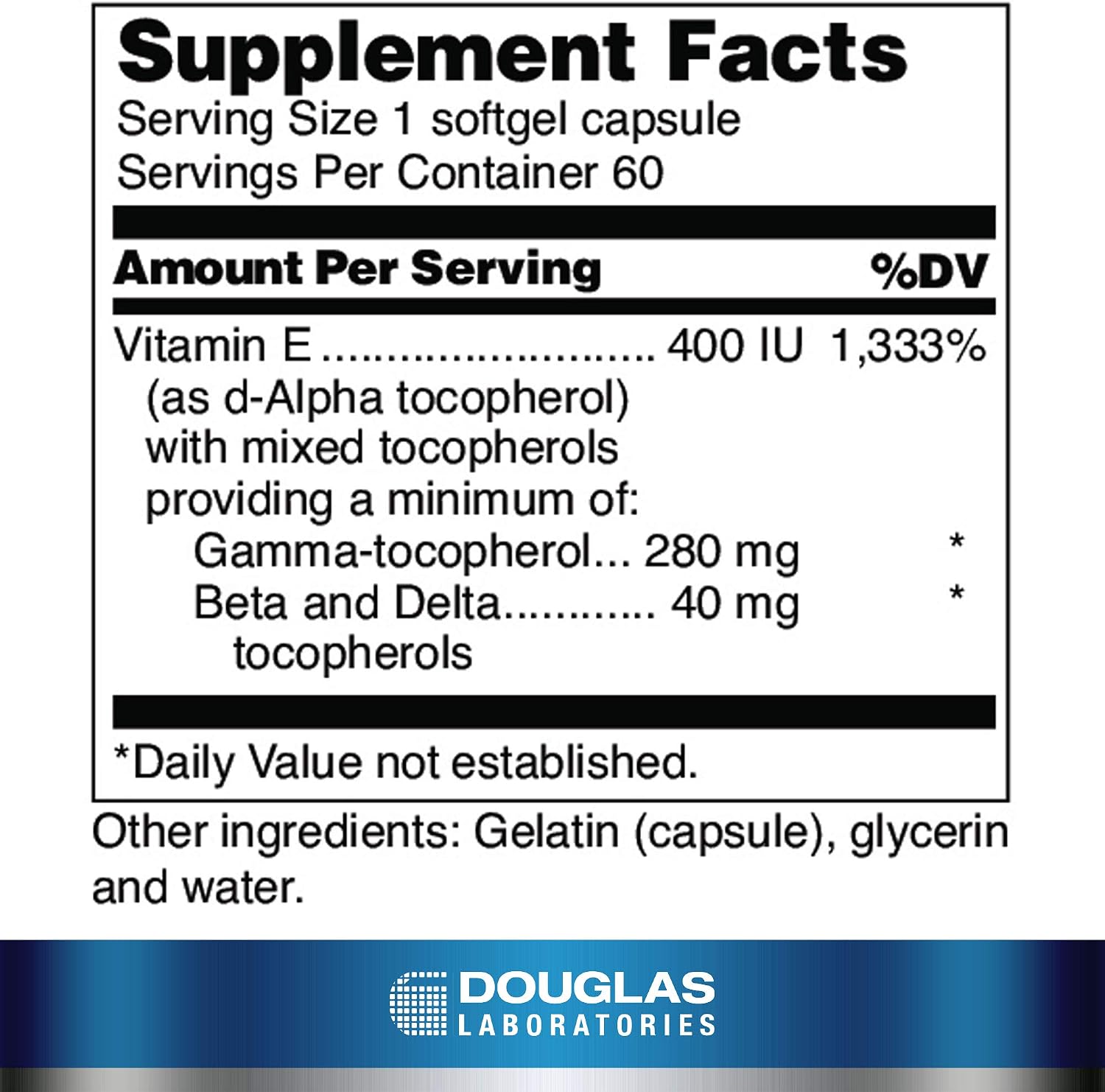 Douglas Laboratories Nutri E-400 Forte - Vitamina E 400 UI, 60 Cápsulas