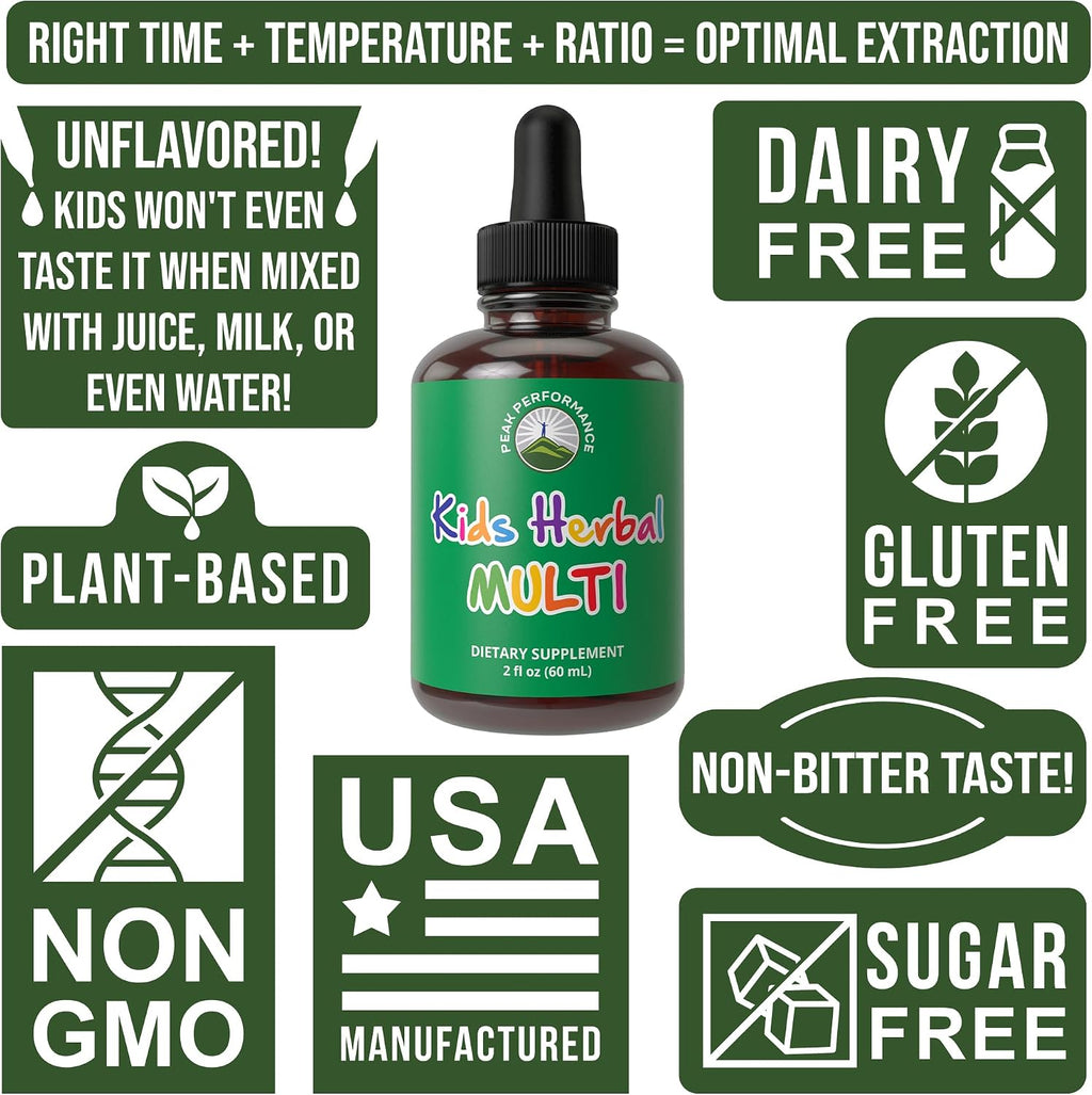 Peak Performance Kids - Multivitamínico Líquido Herbal para Niños - 60 ml