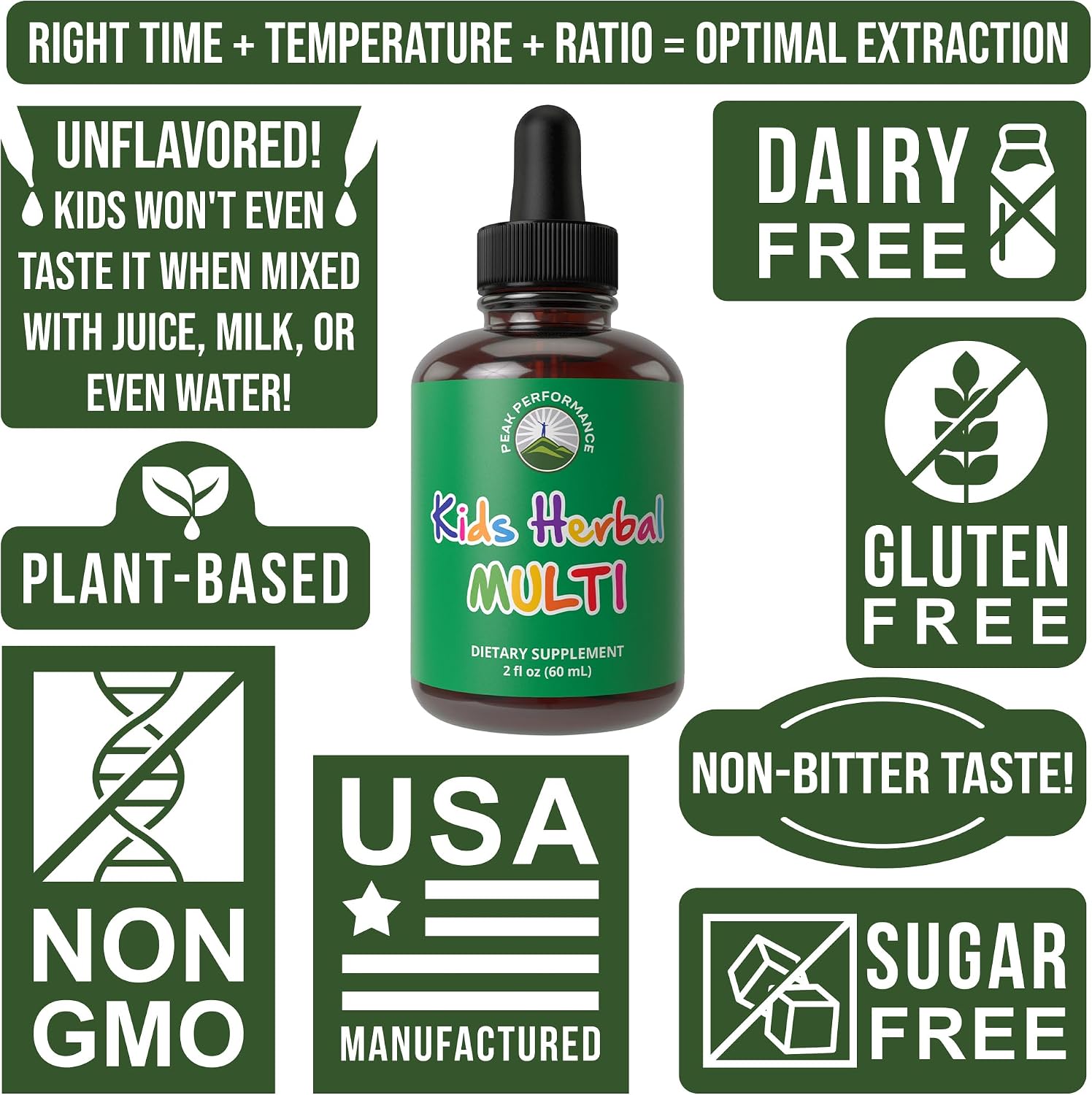 Peak Performance Kids - Multivitamínico Líquido Herbal para Niños - 60 ml