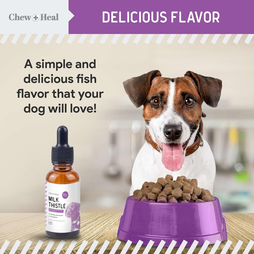 Cardo Mariano para Perros Apoyo Hepático - 60 ml Suplemento Líquido con Aceite de Salmón de Alaska Salvaje y Aceite de Moringa