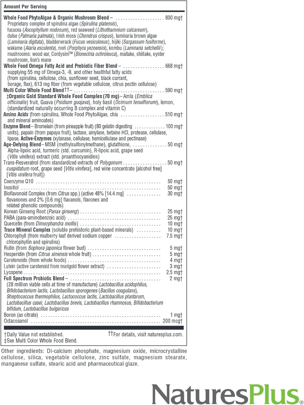 NaturesPlus Source of Life GOLD Multivitamínico - 180 Comprimidos