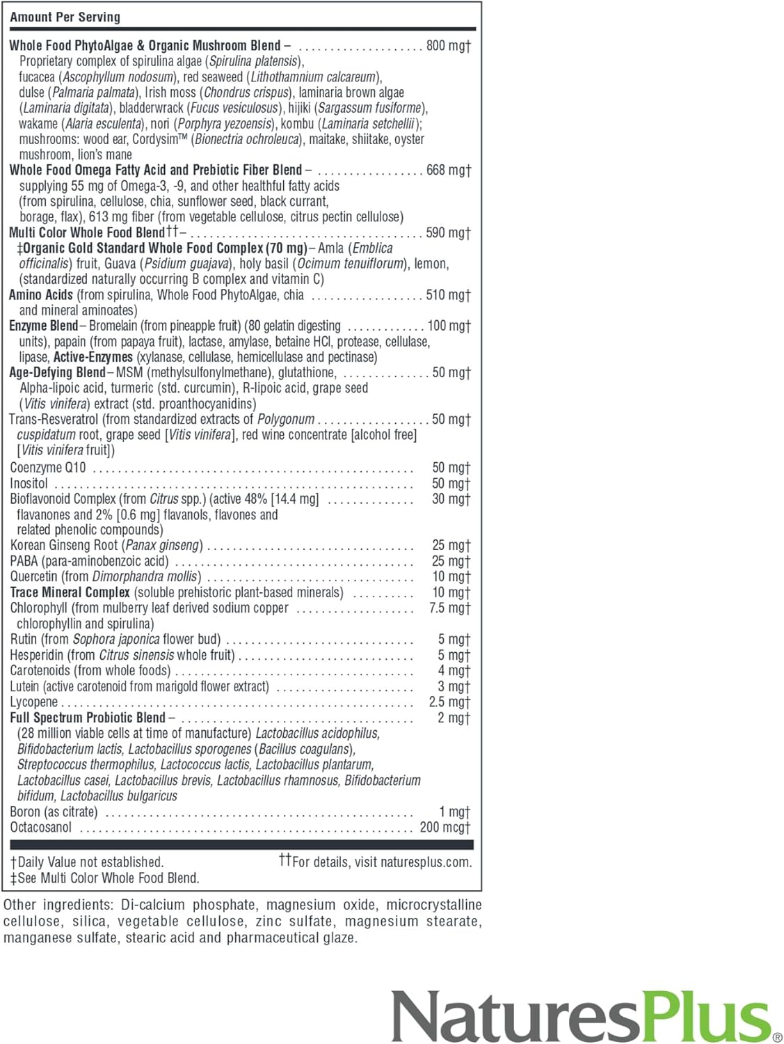NaturesPlus Source of Life GOLD Multivitamínico - 180 Comprimidos
