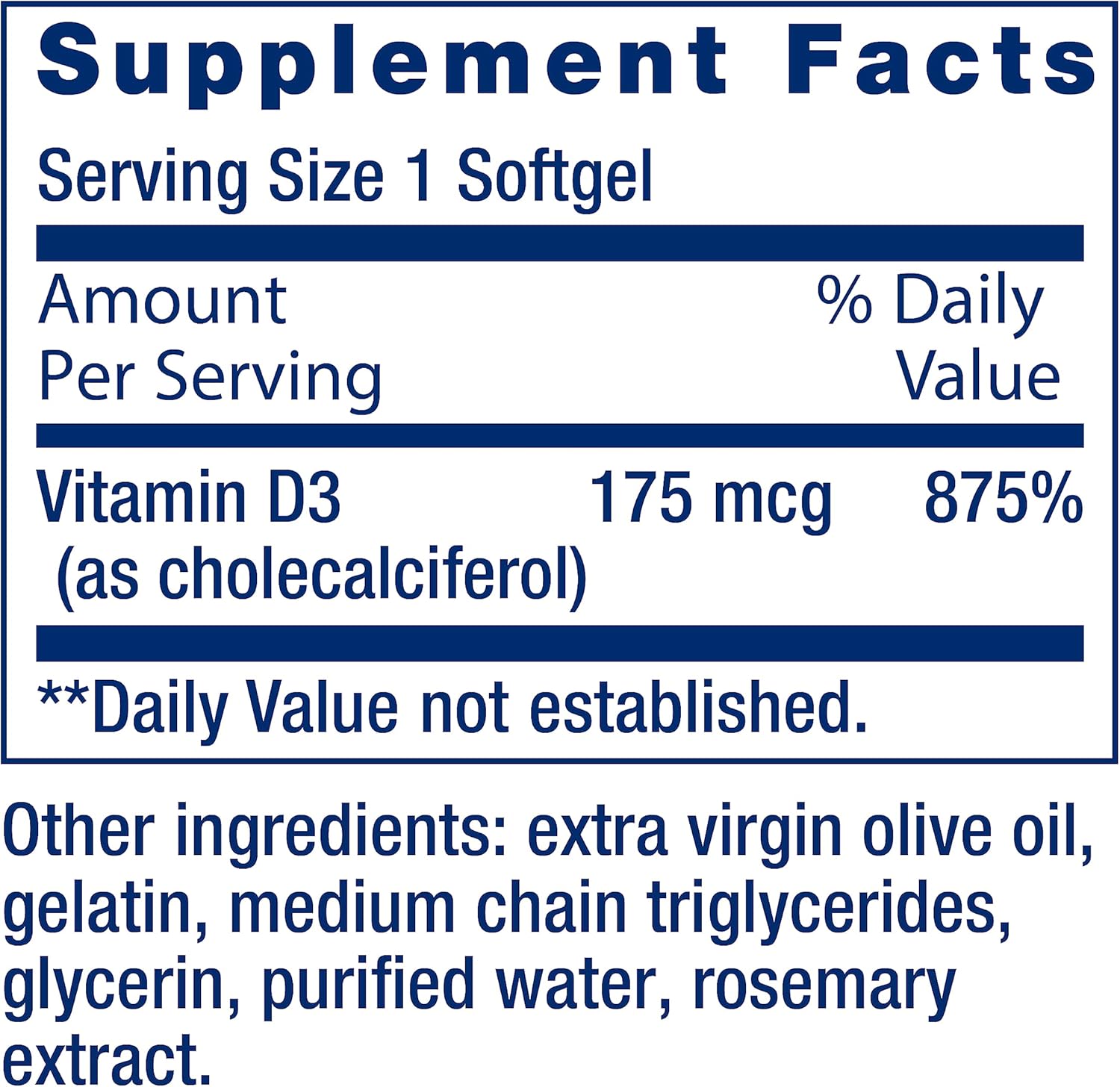 Life Extension Vitamina D3 175 mcg (7000 UI), 60 Cápsulas Blandas