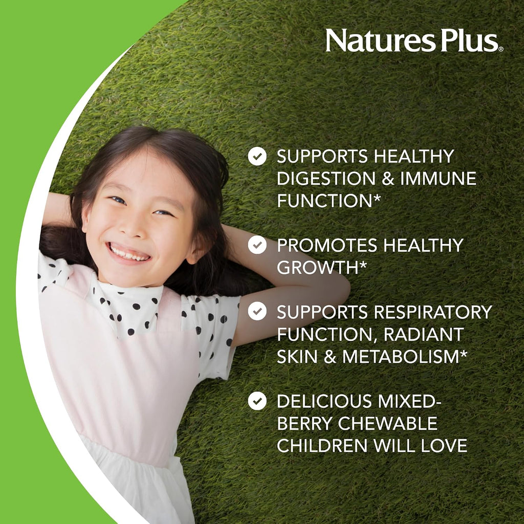 NaturesPlus Animal Parade Probiotic - 30 Comprimidos Masticables - Suplemento de Probióticos para Niños - Sabor a Frutos del Bosque - Vegano, Sin Gluten