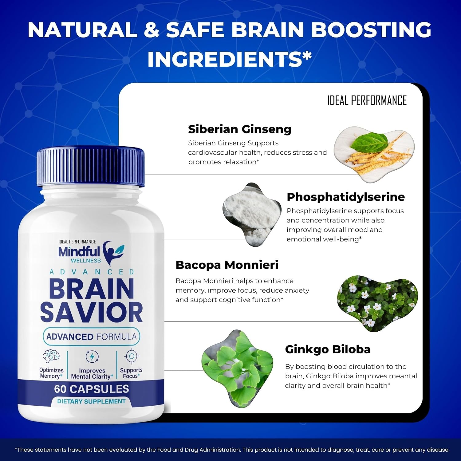 Brain Savior Brain Supplements for Memory and Focus Capsules – 5 Pack