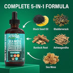 Clean Nutra Organic Sea Moss Drops - Multimineral Líquido con Ashwagandha y Aceite de Nigella