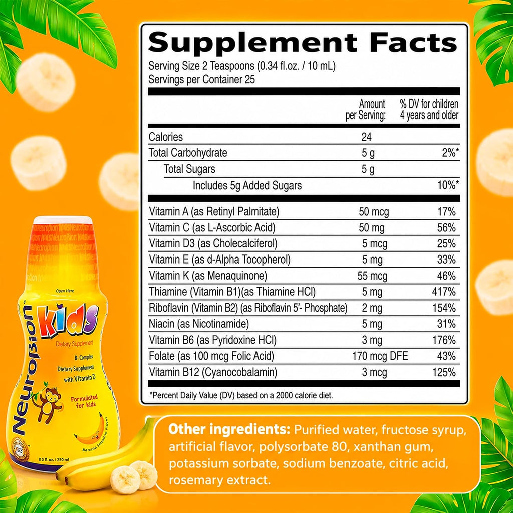 Neurobion Kids B Complex Líquido - Multivitamínico para Niños - 250 ml