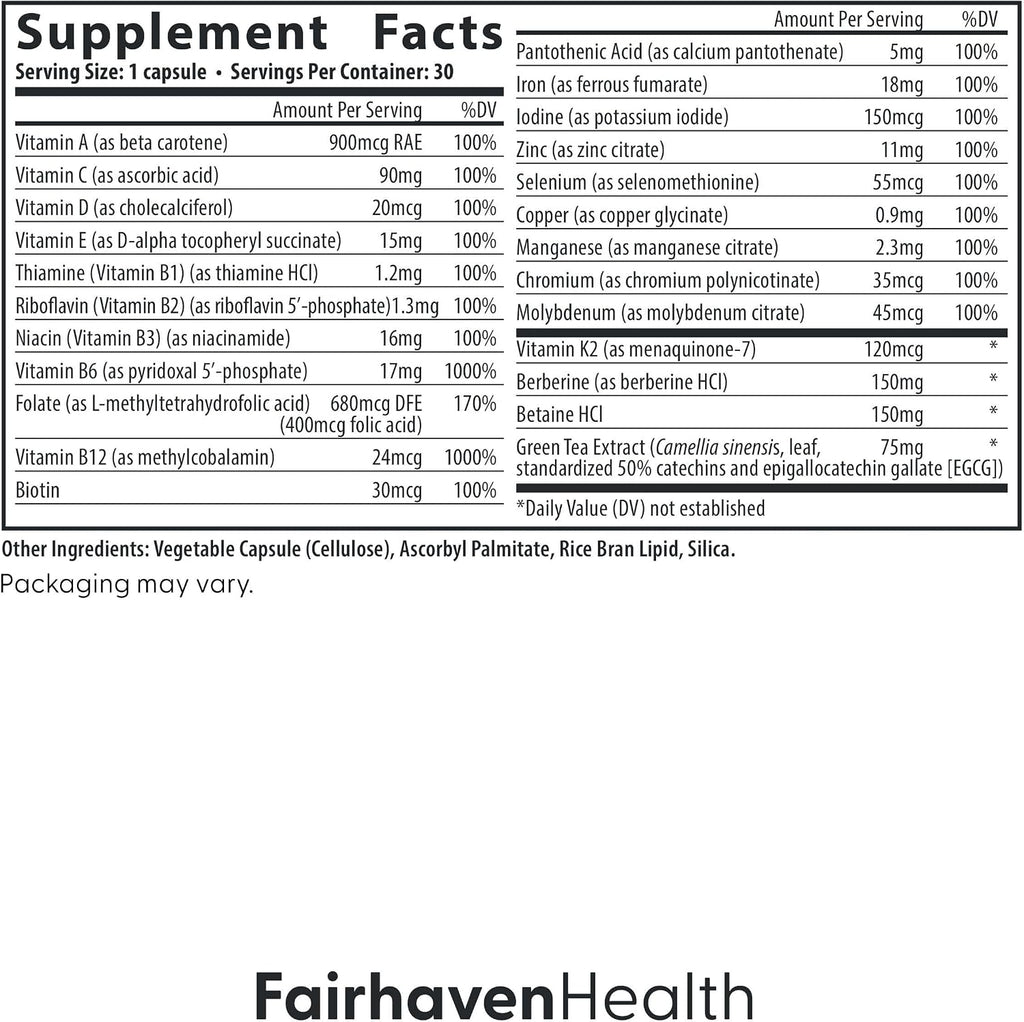 Fairhaven Health Menopause Multivitamin Essentials - Multivitamínico para Mujeres 40+