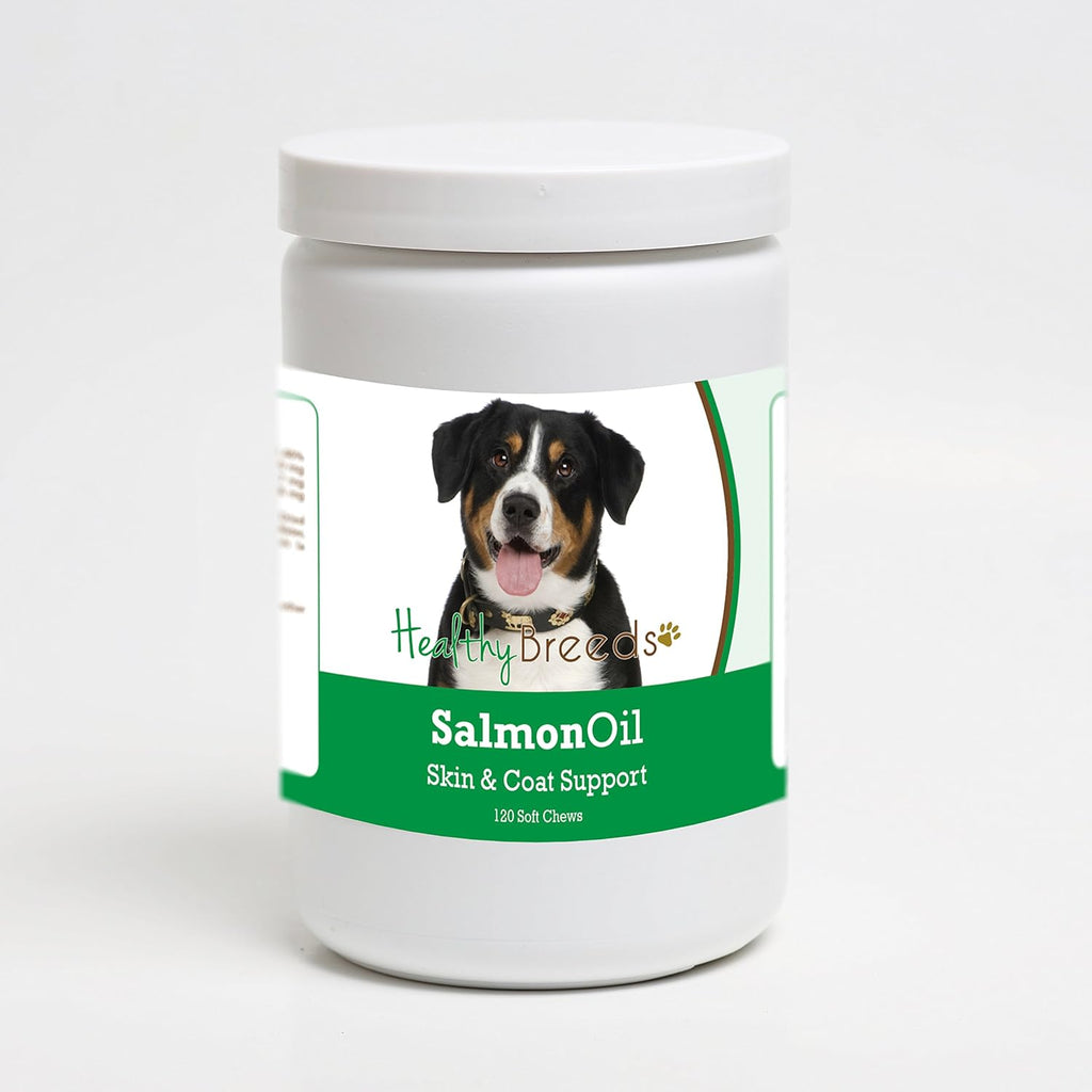 Healthy Breeds Masticables blandos de aceite de salmón para perros de montaña Entlebucher, 120 unidades