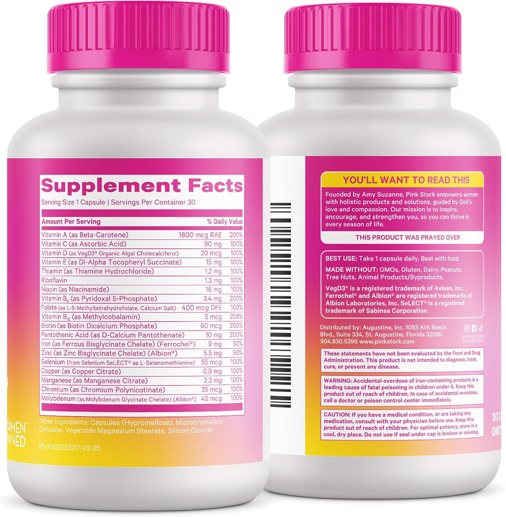 Pink Stork Total Women's Multivitamin - 17 Vitaminas Esenciales para Mujeres
