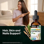 BIO KRAUTER® Cola de Caballo Extracto Líquido para Cabello, Piel y Uñas - 660 mg por dosis - 60 ml - Vegano, Sin Alcohol y Sin Azúcar
