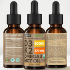 Gotas Orgánicas de Vitamina D3 + K2 con MCT y Omega 3 - 5000 UI - Sabor Mocha