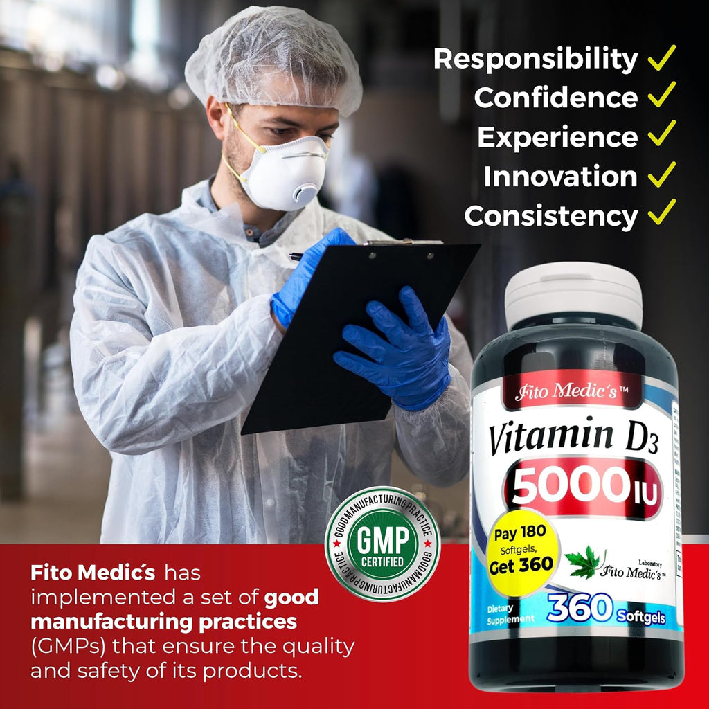 FITO MEDIC'S Lab Vitamina D3 5000 UI – 360 Cápsulas Blandas