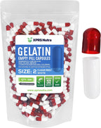 XPRS Nutra Cápsulas Vacías de Gelatina Tamaño 2 - 500 Unidades - Cápsulas Gelatinosas Vacías para Rellenar - Cápsulas de Gelatina Bovina Pura para Suplementos Caseros (Rojo Claro/Blanco)