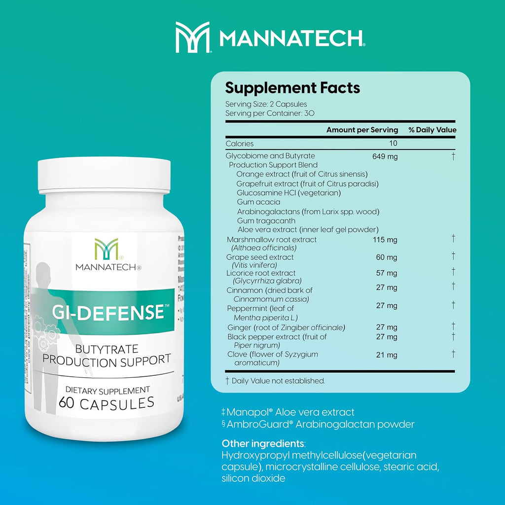 Mannatech GI-Defense Butyrate Supplement - 60 Cápsulas