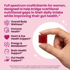 Sakoon nutrition Gominolas Multivitamínicas para Mujeres con Probióticos y Prebióticos - Apoyo Diario Completo, Salud Inmune y Digestiva - Vegano, Sin Gelatina, Sabor Fruta