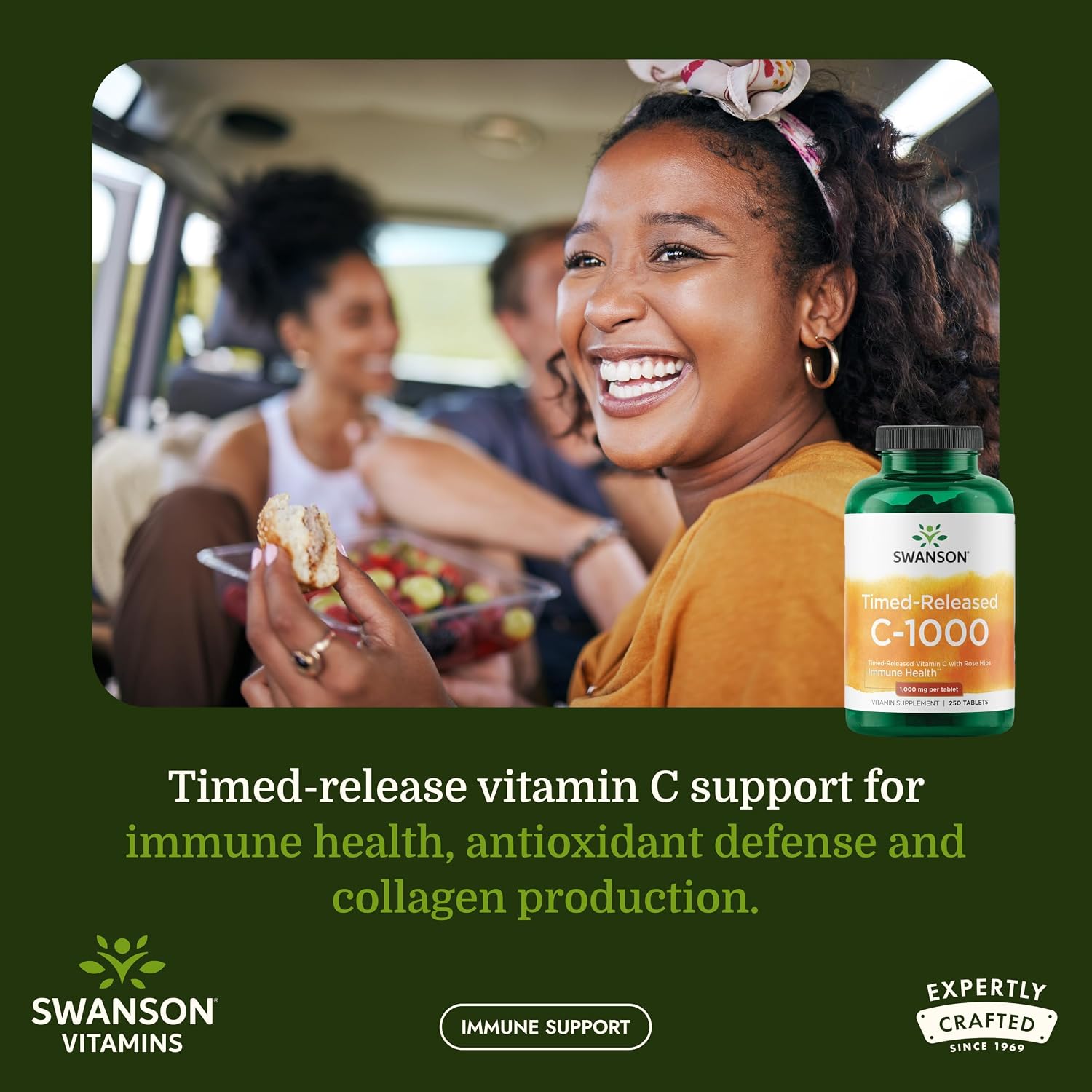 Swanson Vitamina C 1000 mg con Escaramujo, Liberación Prolongada, 250 Comprimidos