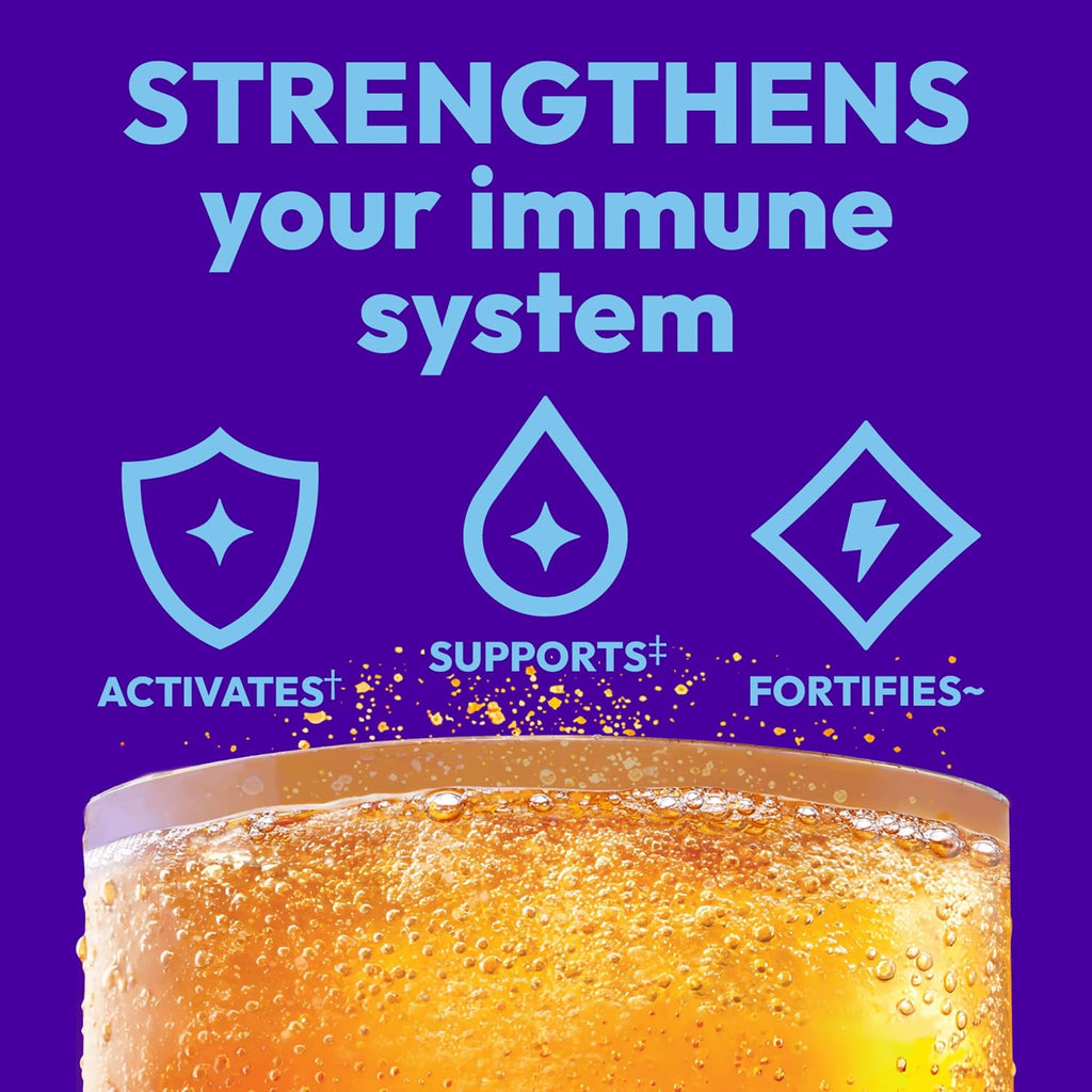 Emergen-C Immune+ Triple Action Immune Support Powder, BetaVia®, 1000mg Vitamin C, B Vitamins, Vitamin D, and Antioxidants, Super Orange – 30 Count
